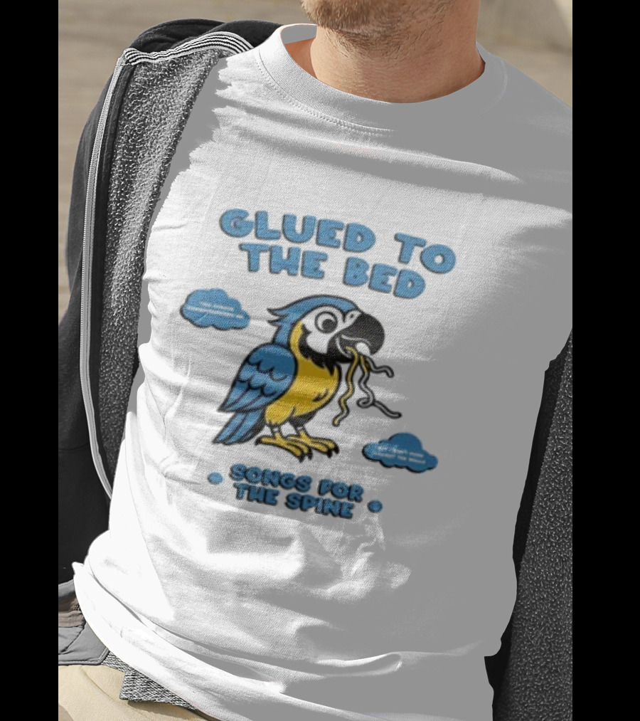 Glued To The Bed Parrot Songs For The Spine Cloudy Art T-Shirt
