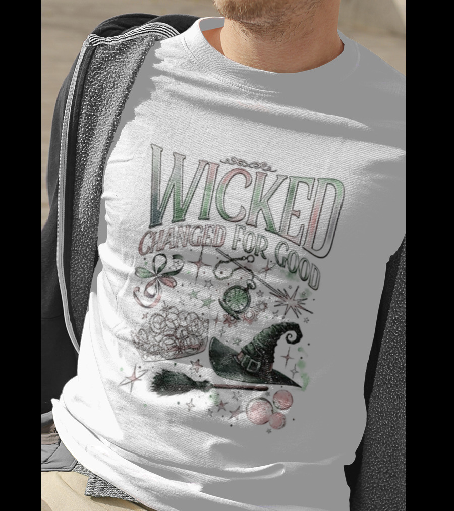 Wicked Changed For Good Defy Gravity Broomstick Magic Wand Halloween T-Shirt