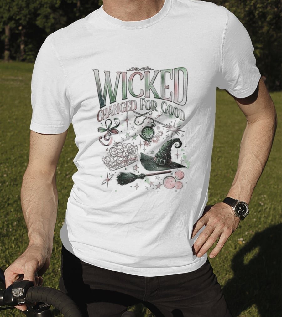 Wicked Changed For Good Defy Gravity Broomstick Magic Wand Halloween T-Shirt