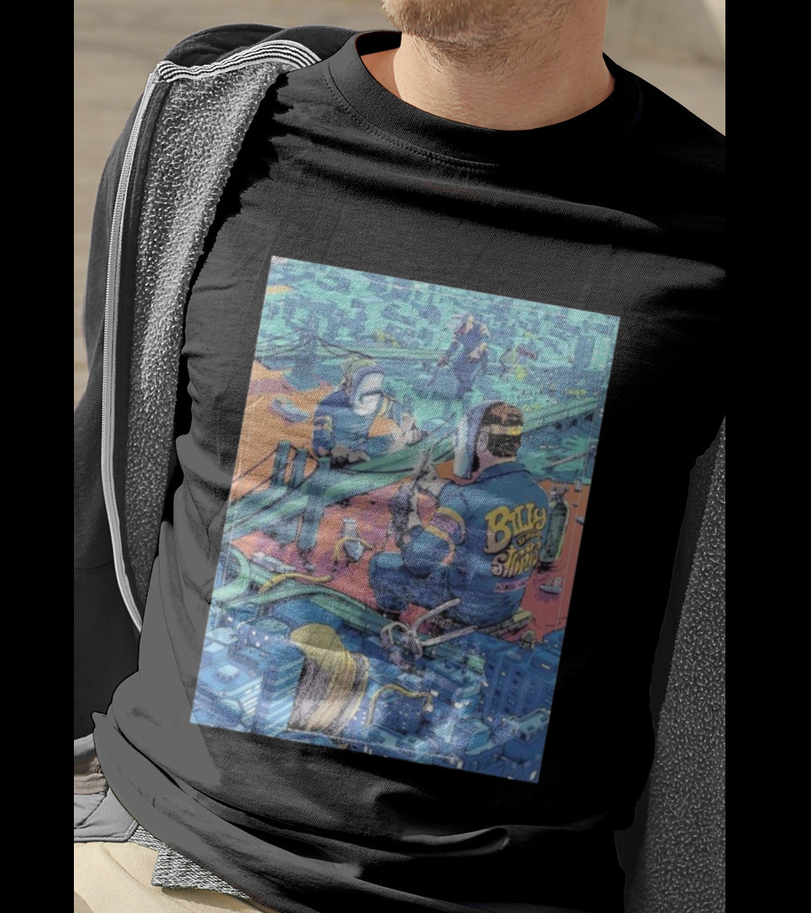 Billy Strings Newark New Jersey 2025 Prudential Center Construction Bridge Art Night 2 T-Shirt