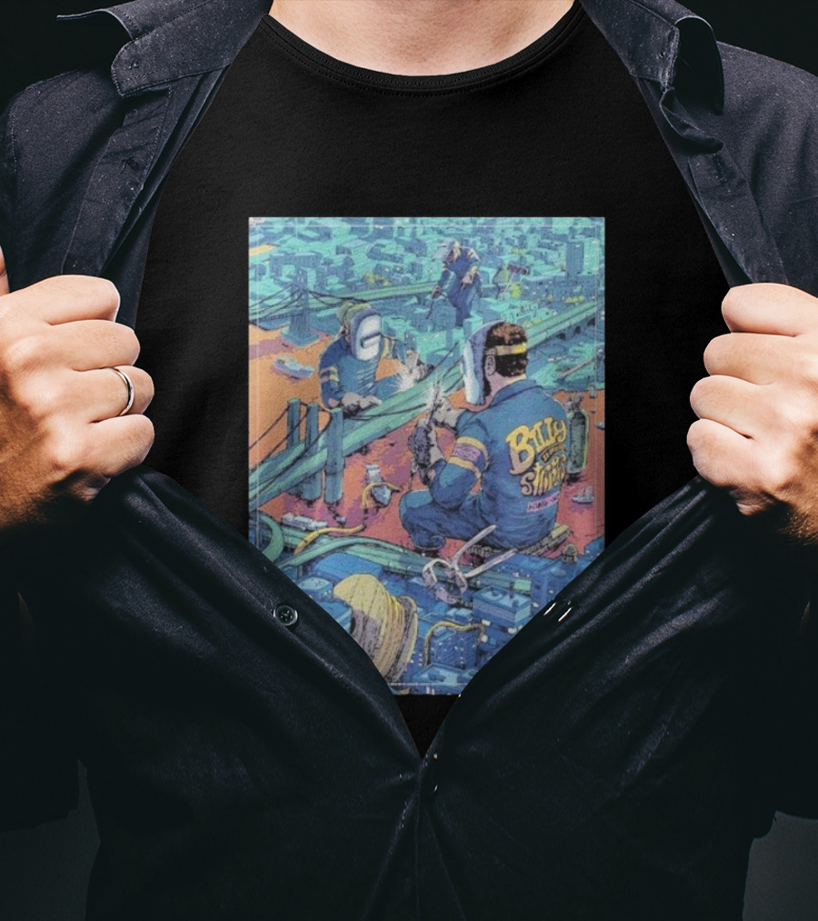 Billy Strings Newark New Jersey 2025 Prudential Center Construction Bridge Art Night 2 T-Shirt