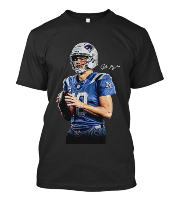 Drake Maye New England Patriots NFL Football Quarterback Signature New Era T-Shirt
