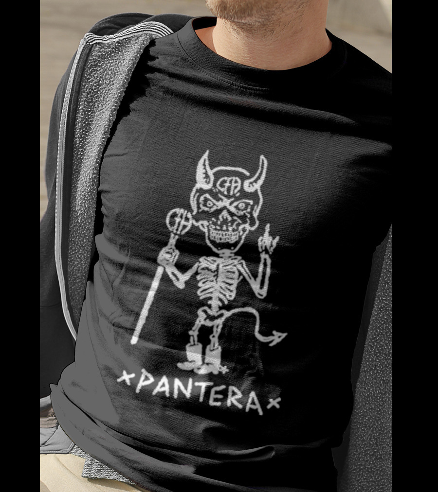 Pantera Demon Skeleton Music Band Drawing T-Shirt