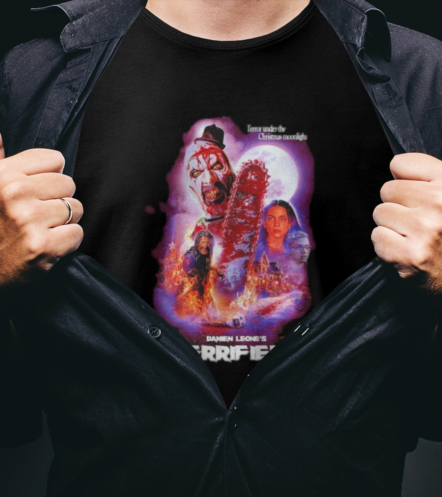 Damien Leone's Terrifier 3 Under The Christmas Moonlight Chainsaw Clown Horror T-Shirt