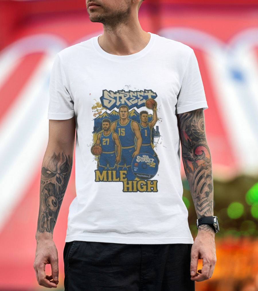 NBA Street Vol 2 Mile High Denver 27 15 Basketball Stars T-Shirt