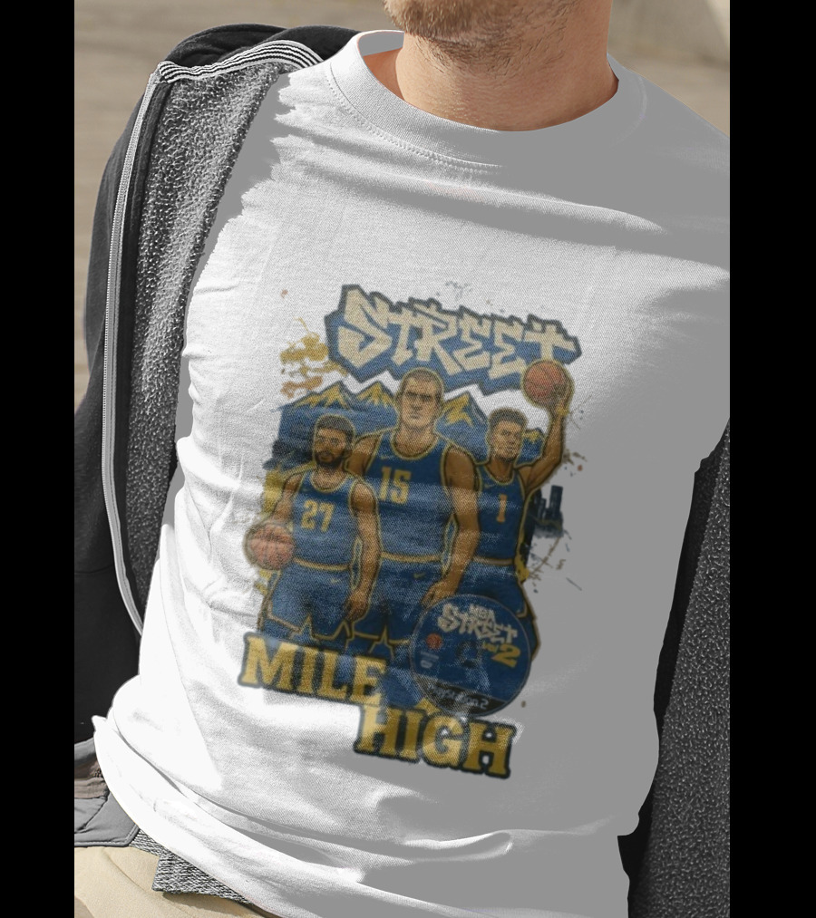 NBA Street Vol 2 Mile High Denver 27 15 Basketball Stars T-Shirt