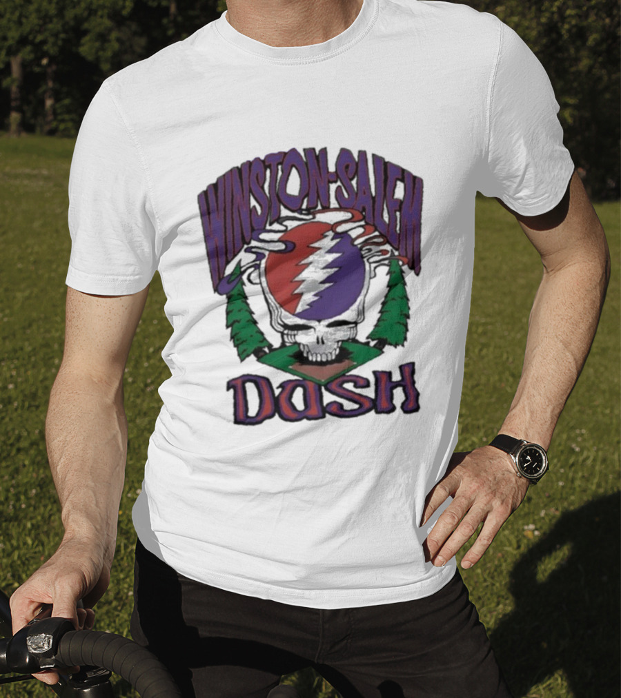 Winston-Salem Dash Grateful Dead Collaboration With Iconic Skull Lightning Bolt And Pine Trees T-Shirt