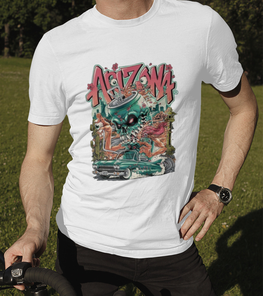 Arizona Evil Green Tea Car Cactus Monster Cartoon T-Shirt