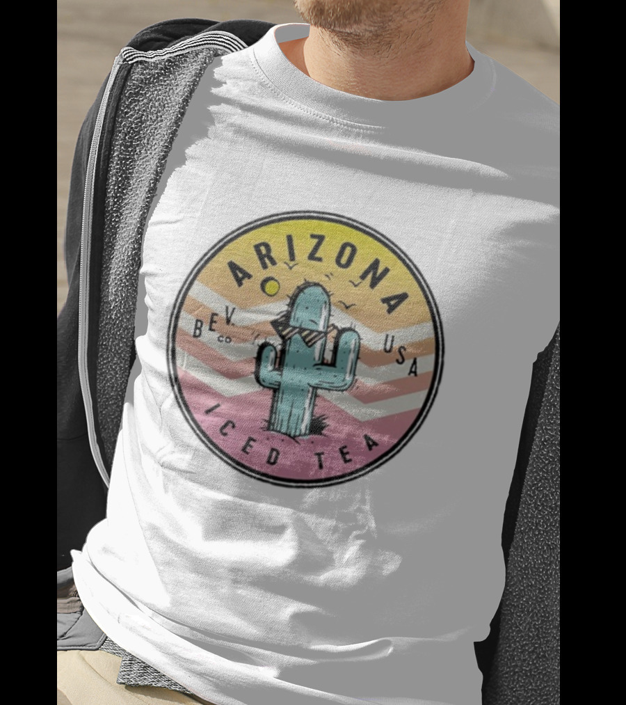 Arizona Iced Tea Bev USA Cactus Retro Circle Sunburst T-Shirt