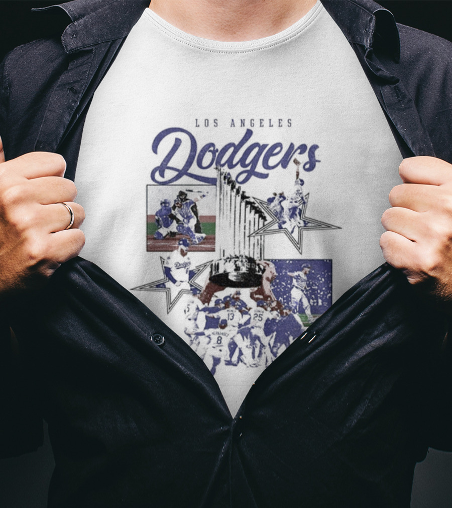 Los Angeles Dodgers World Series Champions Stars Montage T-Shirt