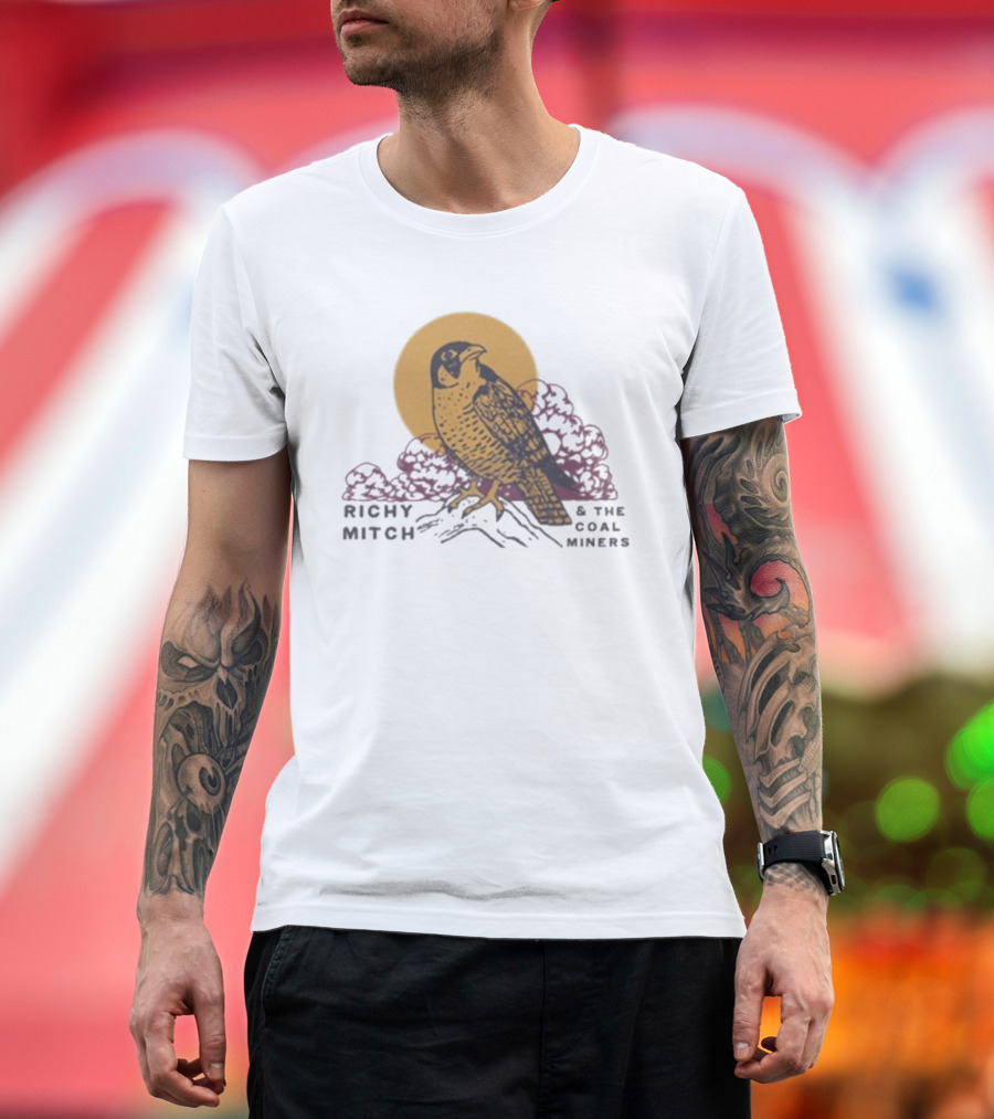 Richy Mitch And The Coal Miners Falcon Drawing And Sunset Scene T-Shirt