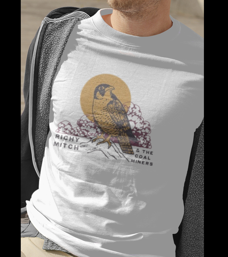 Richy Mitch And The Coal Miners Falcon Drawing And Sunset Scene T-Shirt