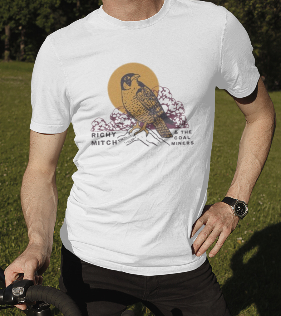 Richy Mitch And The Coal Miners Falcon Drawing And Sunset Scene T-Shirt