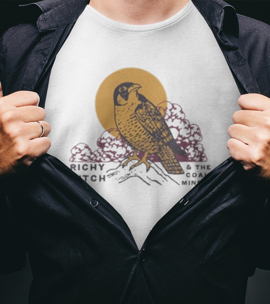 Richy Mitch And The Coal Miners Falcon Drawing And Sunset Scene T-Shirt