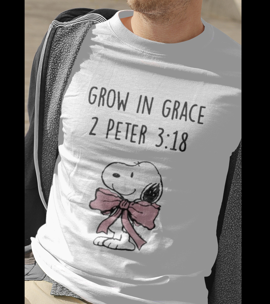 Snoopy Peanuts Grow In Grace 2 Peter 3:18 T-Shirt