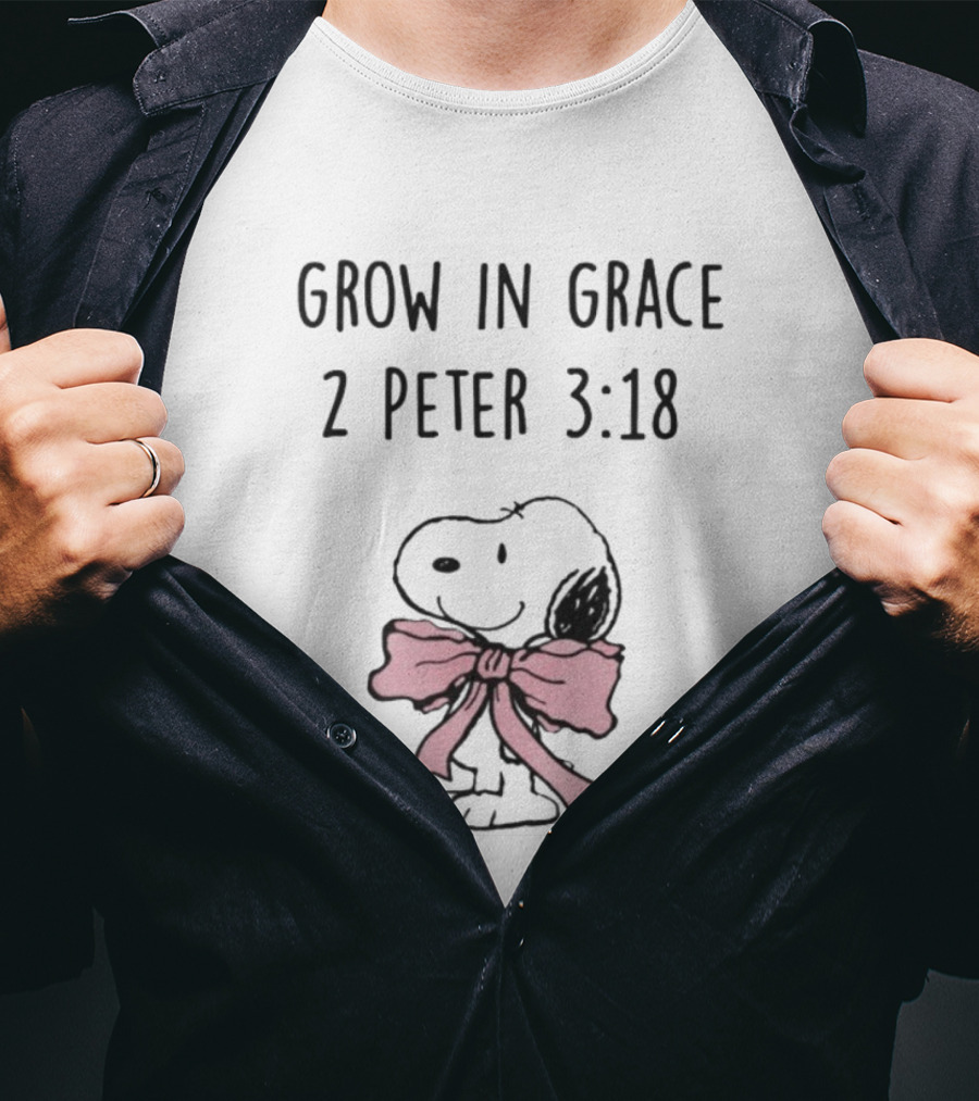 Snoopy Peanuts Grow In Grace 2 Peter 3:18 T-Shirt