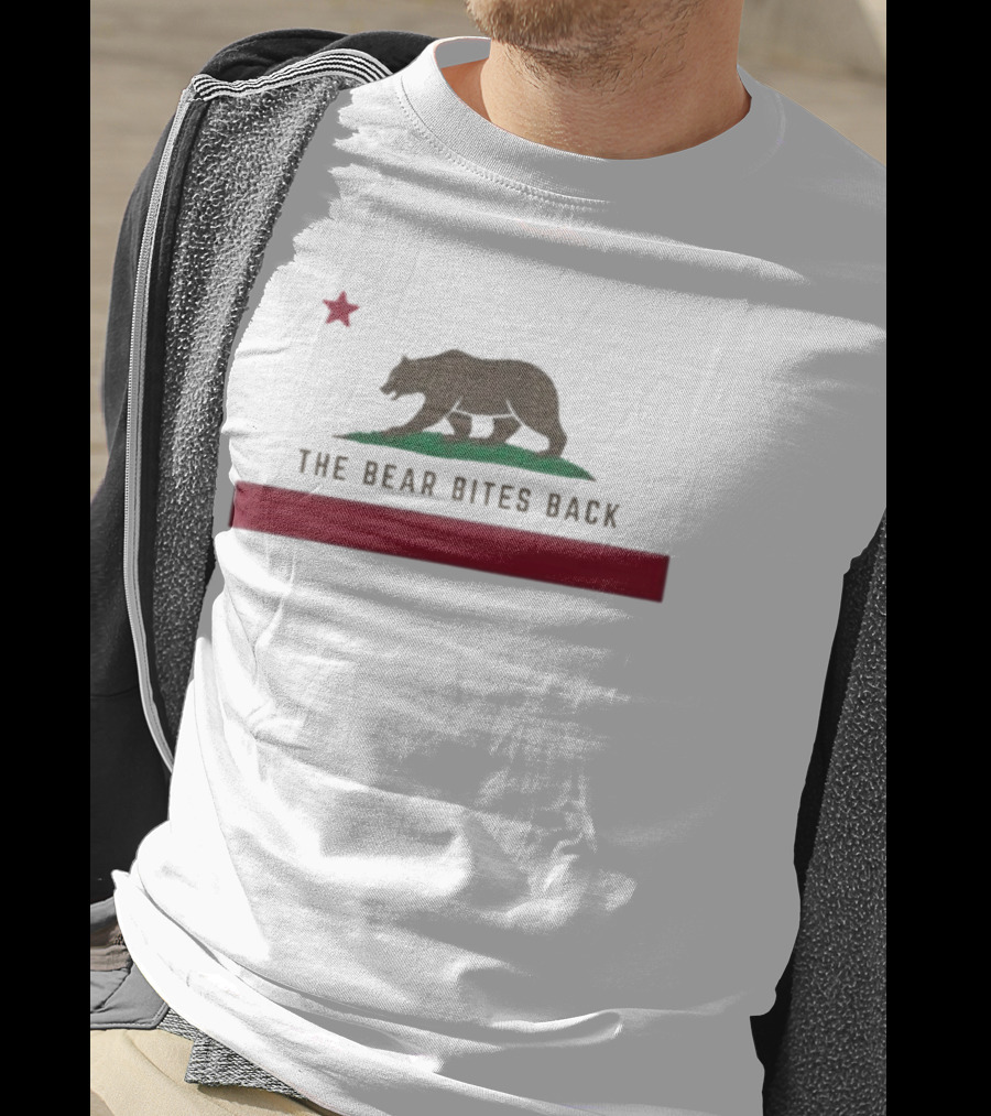 The Bear Bites Back California Flag Parody Bear Star T-Shirt
