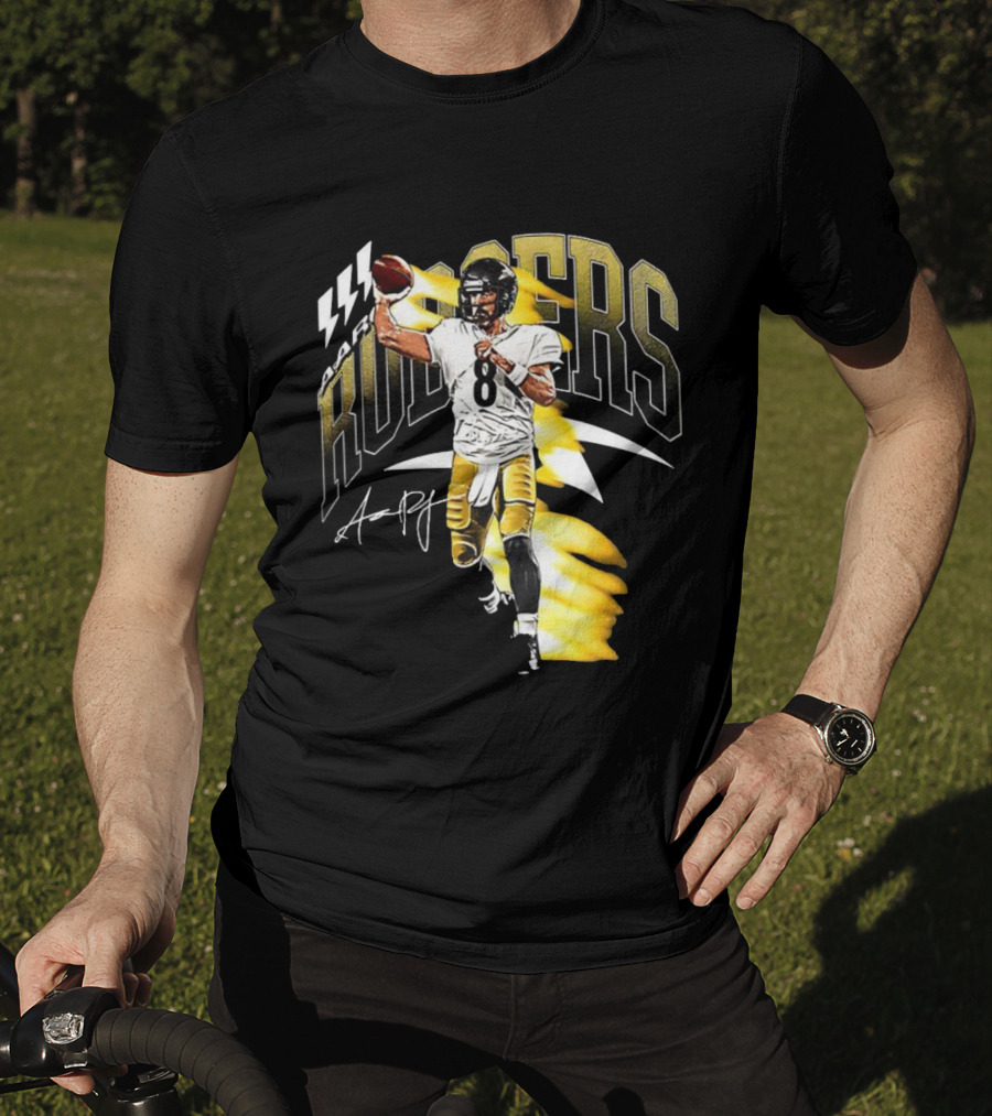 Aaron Rodgers Number 08 Pittsburgh Steelers Football Signature T-Shirt