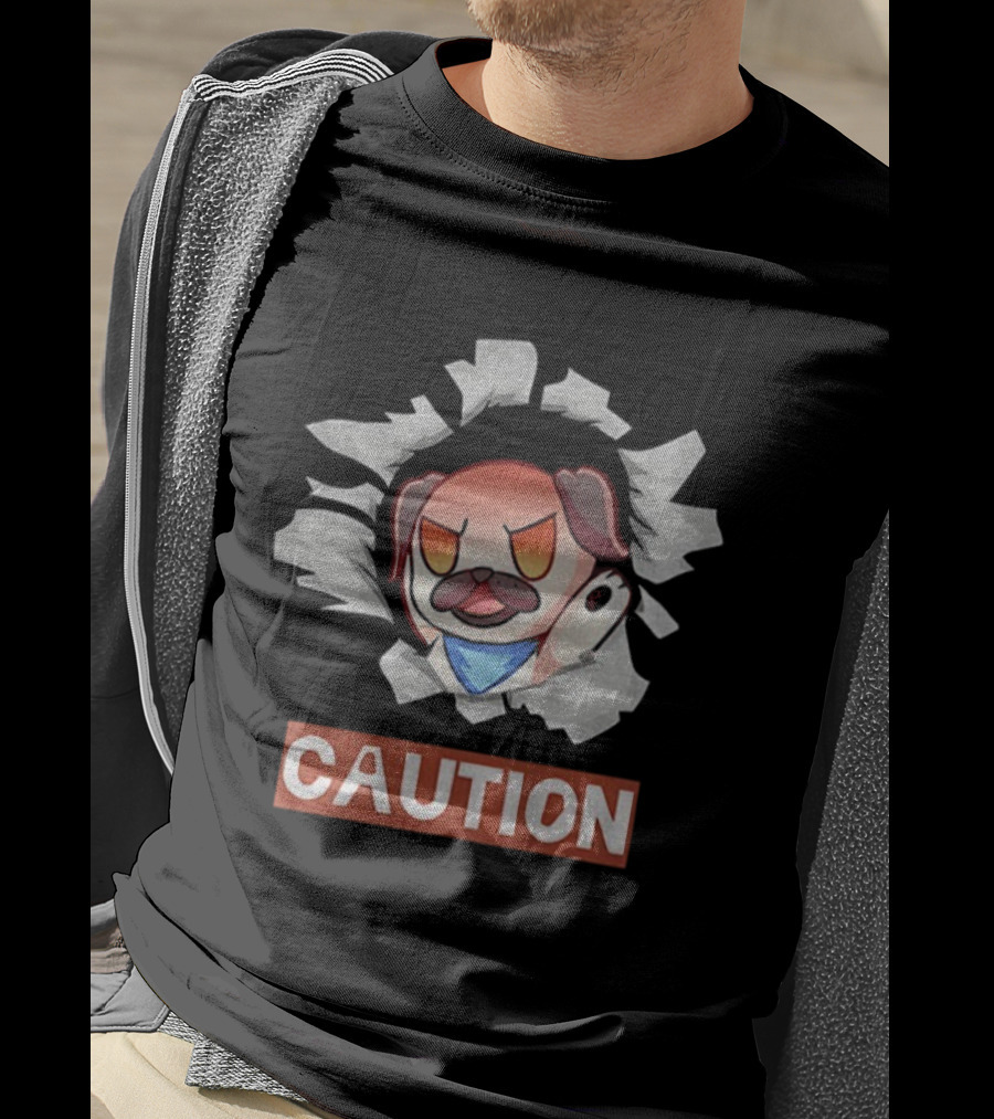 Andy Rage Caution Angry Mustached Dog Animation T-Shirt