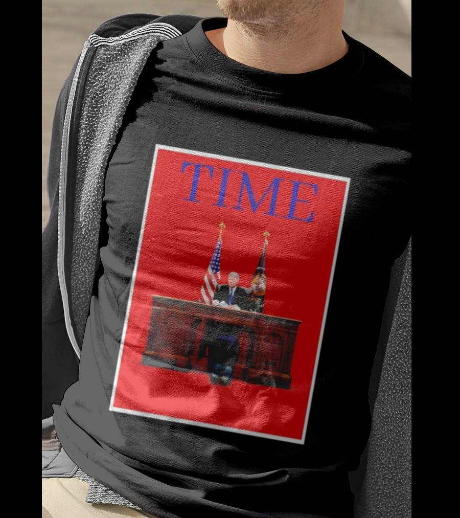 TIME Bill Clinton Desk USA Flag Presidential Parody Design T-Shirt