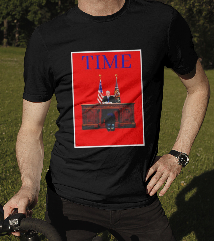 TIME Bill Clinton Desk USA Flag Presidential Parody Design T-Shirt