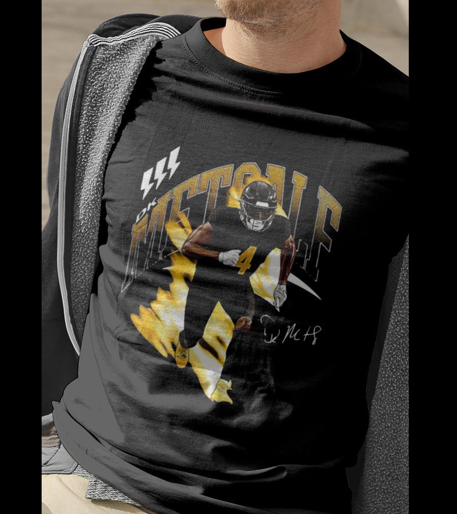 DK Metcalf Football Number 4 Pittsburgh Steelers Signature Retro T-Shirt