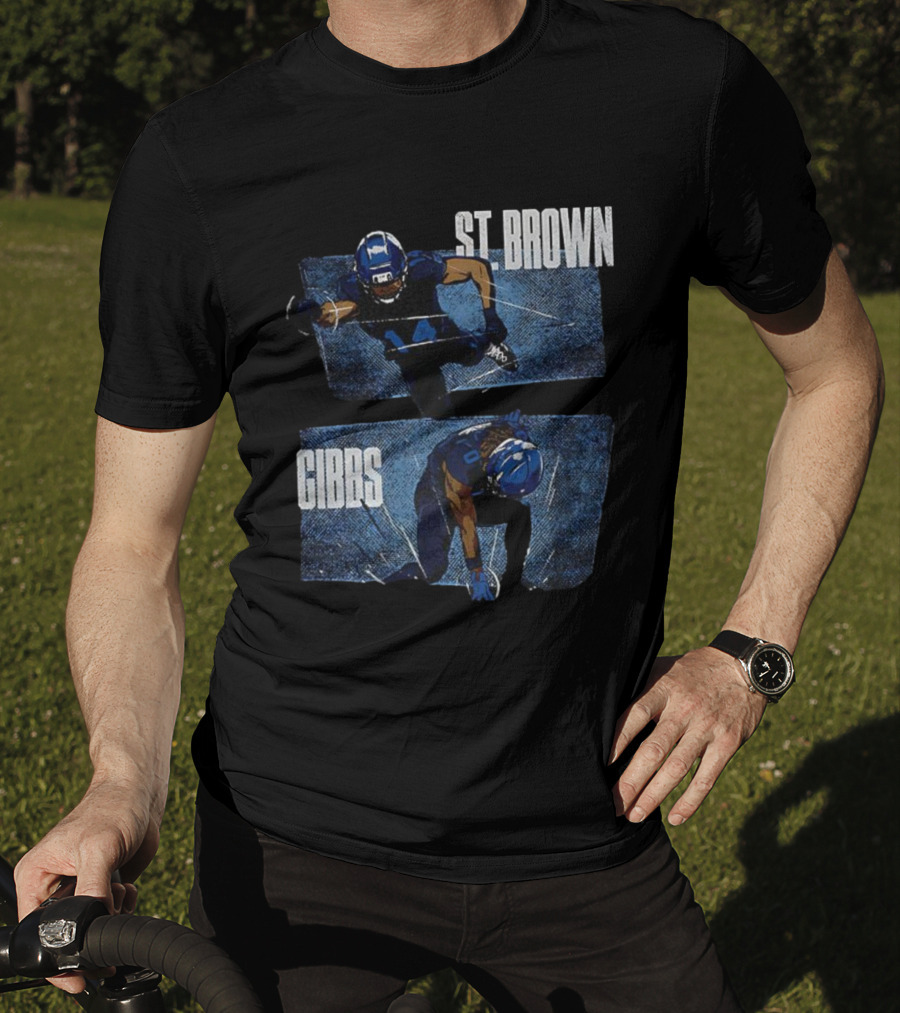 Detroit Lions Football Stars Jahmyr Gibbs And Amon-Ra St. Brown T-Shirt