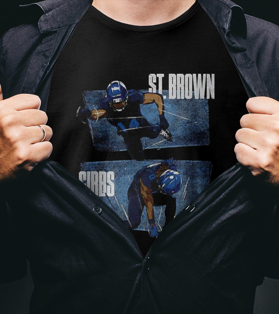 Detroit Lions Football Stars Jahmyr Gibbs And Amon-Ra St. Brown T-Shirt