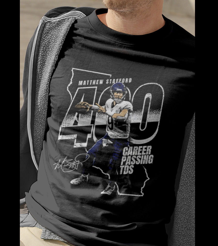 Los Angeles Rams Matthew Stafford 400 Club Career Passing TDS Signature T-Shirt