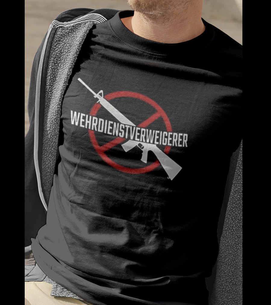Wehrdienst Verweigern Anti-Gun Symbol Red Circle Rifle Imagery T-Shirt