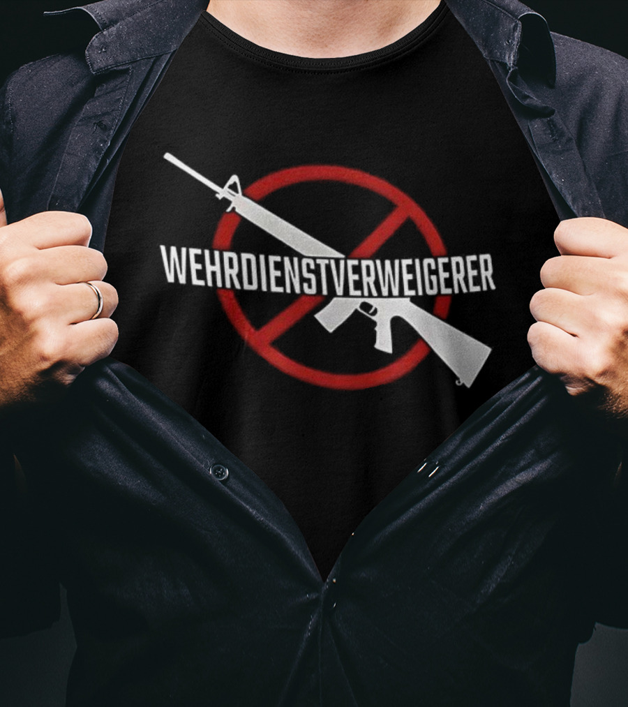 Wehrdienst Verweigern Anti-Gun Symbol Red Circle Rifle Imagery T-Shirt