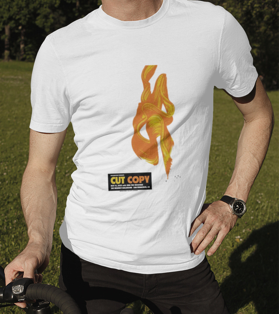 Cut Copy San Francisco November 13 2025 Concert Orange Yellow Flame Artwork T-Shirt