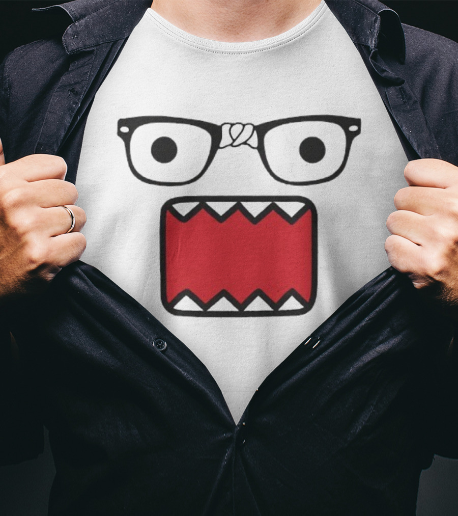 Domokun Red Mouth Nerd Glasses Classic Icon T-Shirt