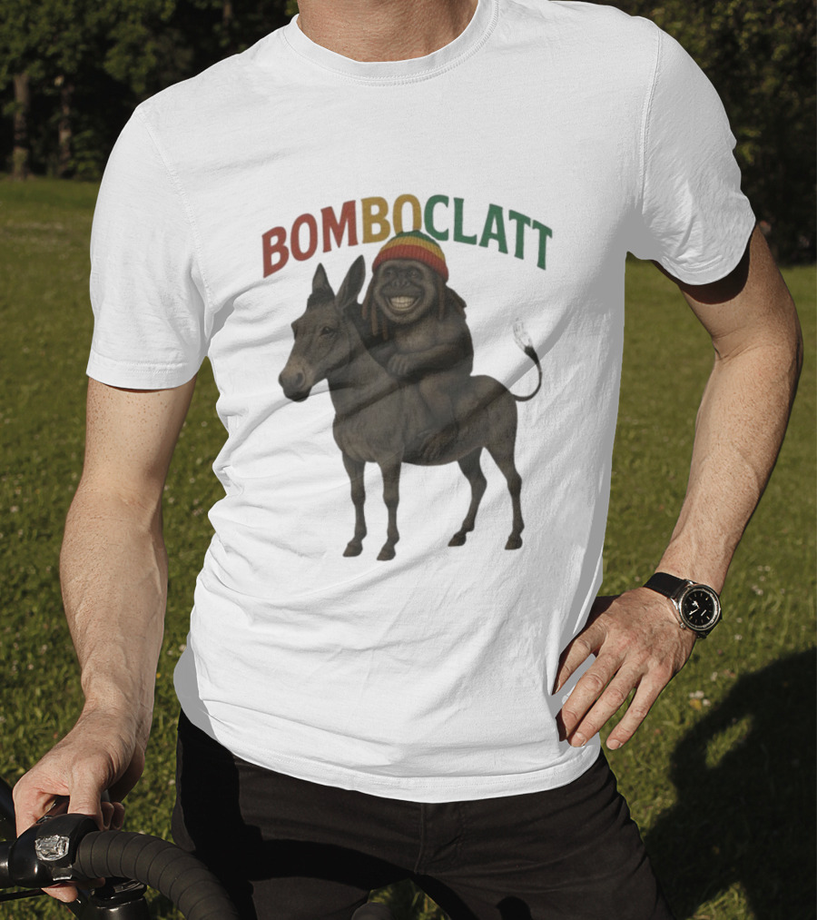 Bomboclatt Jahmunkey Donkey With Rasta Hat And Dreadlocks T-Shirt