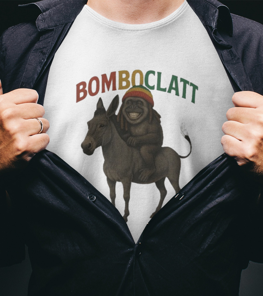 Bomboclatt Jahmunkey Donkey With Rasta Hat And Dreadlocks T-Shirt