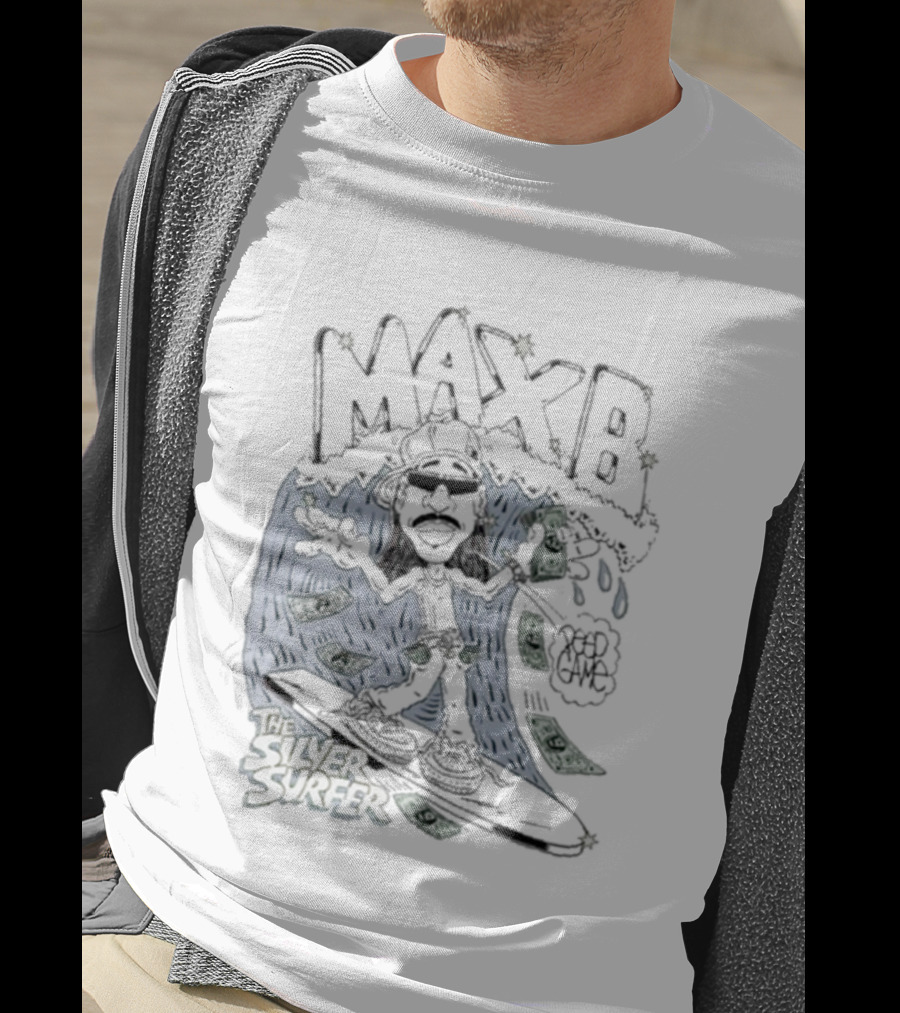 Max B Silver Surfer Peep Game X Freako Collaboration T-Shirt