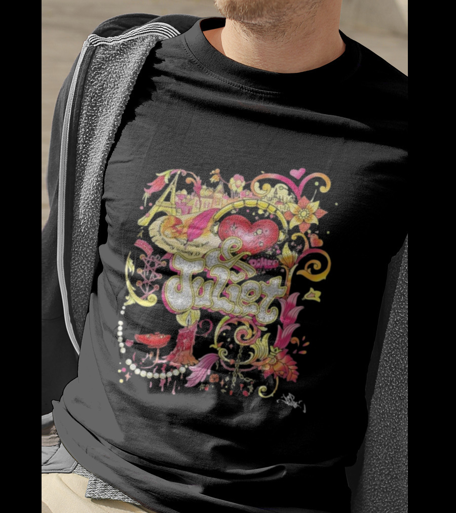 & Juliet Musical Love Hearts Flowers Colorful Art Romeo T-Shirt