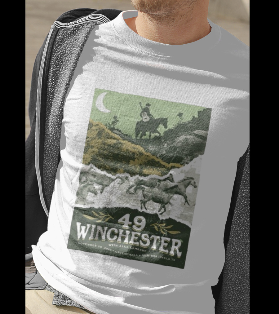 49 Winchester Alex Lambert November 20 2025 Gruene Hall New Braunfels TX Riding Guitar Moonlit Scene T-Shirt