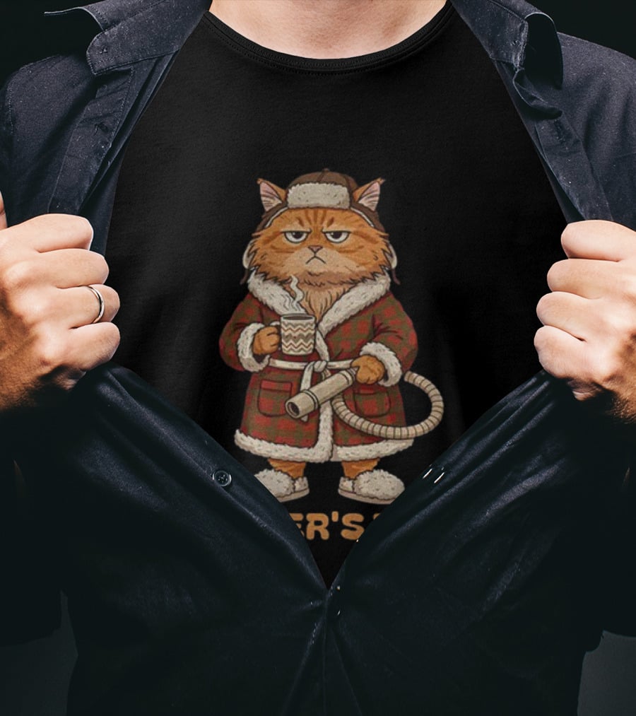 Litter's Full Grumpy Cat Christmas Humor Meme Holiday Coffee And Robe T-Shirt
