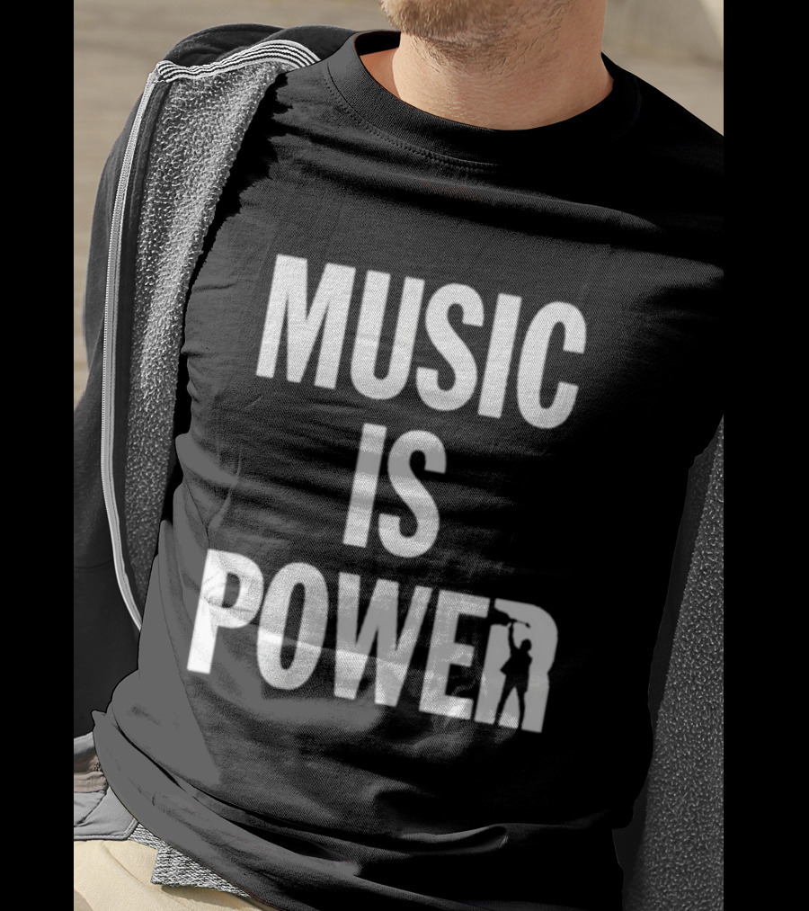 MUSIC IS POWER Richard Ashcroft Holding Guitar T-Shirt