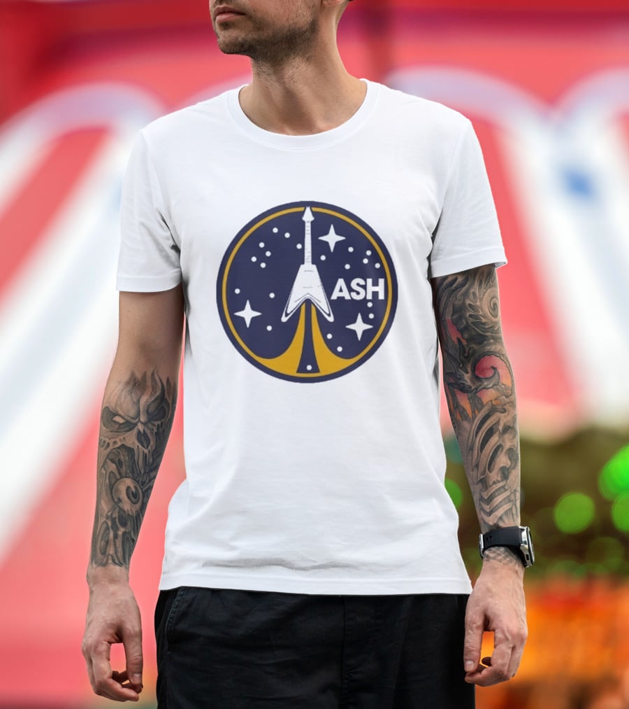 ASH Flying V Rocket Guitar Space Stars T-Shirt