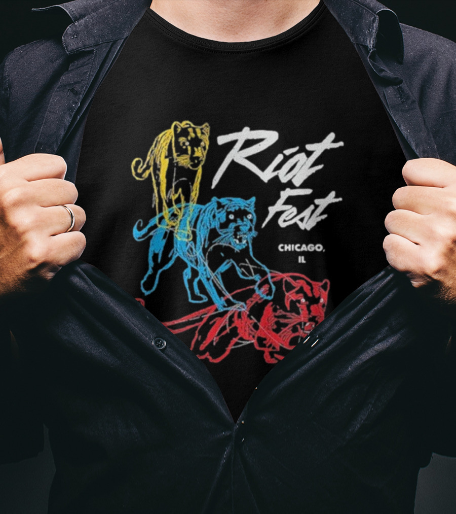Riot Fest Chicago IL Multi-Color Panthers T-Shirt