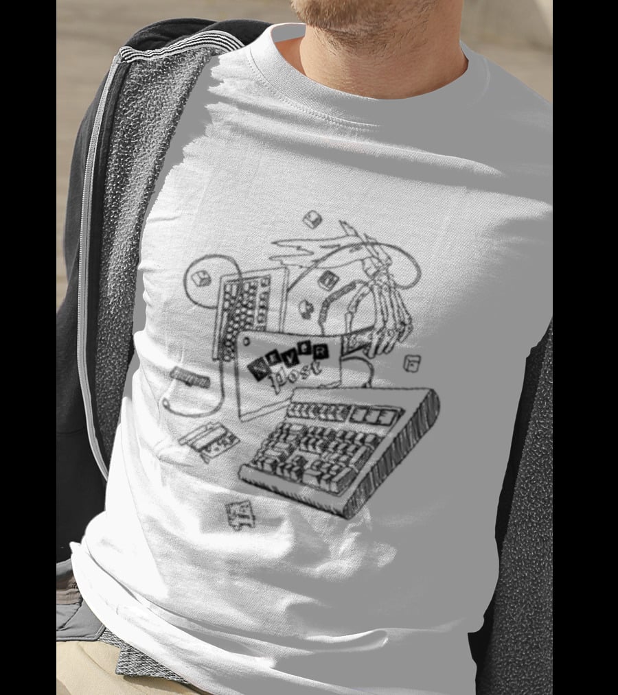 AFK Keyboard Gaming Setup With Never Post Cleaver T-Shirt