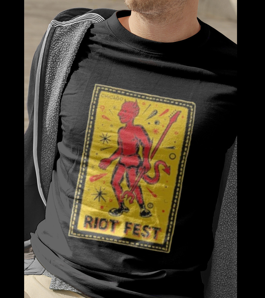 Riot Fest Chicago Chema Devil Retro Yellow Black Red T-Shirt