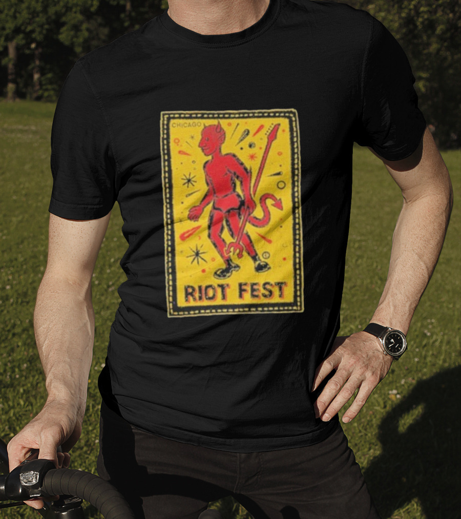 Riot Fest Chicago Chema Devil Retro Yellow Black Red T-Shirt