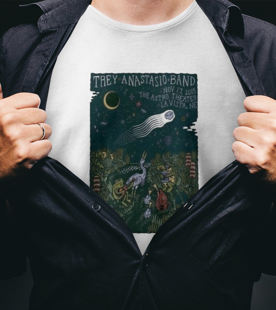 Trey Anastasio Band Nov 17 2025 The Astro Theater La Vista NE Celestial Forest Scene T-Shirt