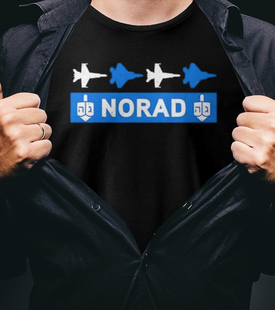 NORAD Hanukkah Jets And Dreidel Theme T-Shirt