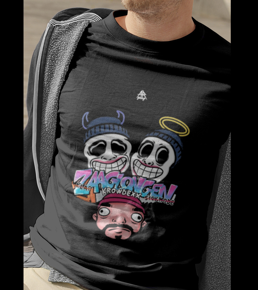 Ar Gang Zaaglong Kalp Krowdexx Sickmode Cartoon Faces Halo Horns T-Shirt