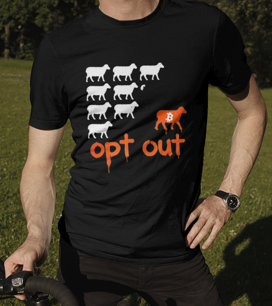 Bitcoin Opt Out Sheep Herd Graphic T-Shirt