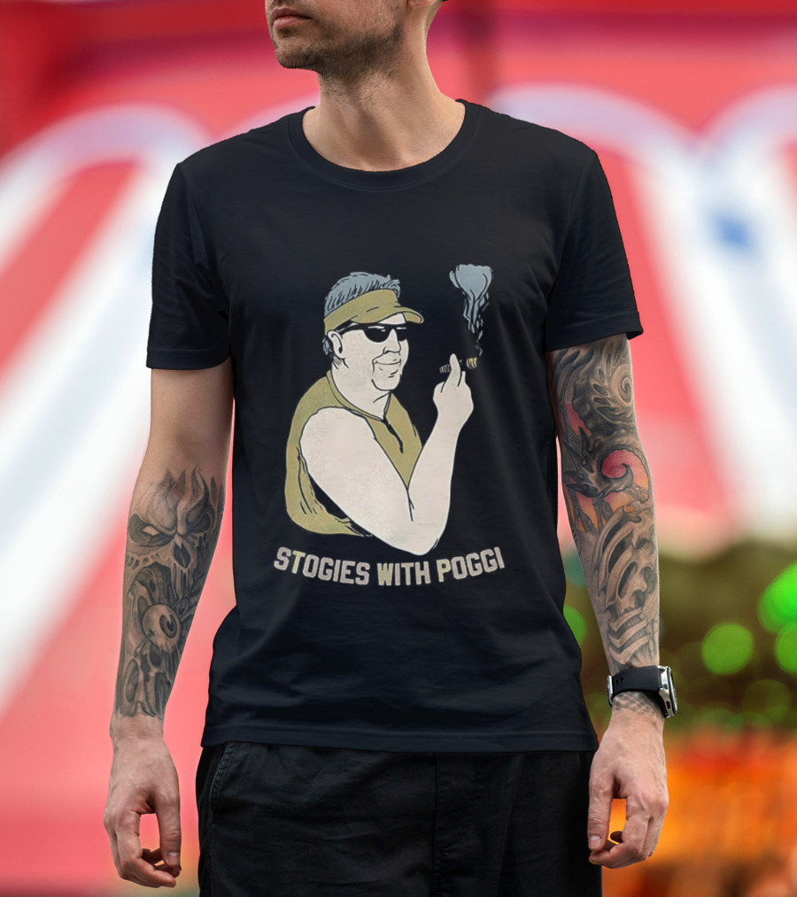 Stogies With Poggi Biff Poggi Smoking Cigar Artwork T-Shirt